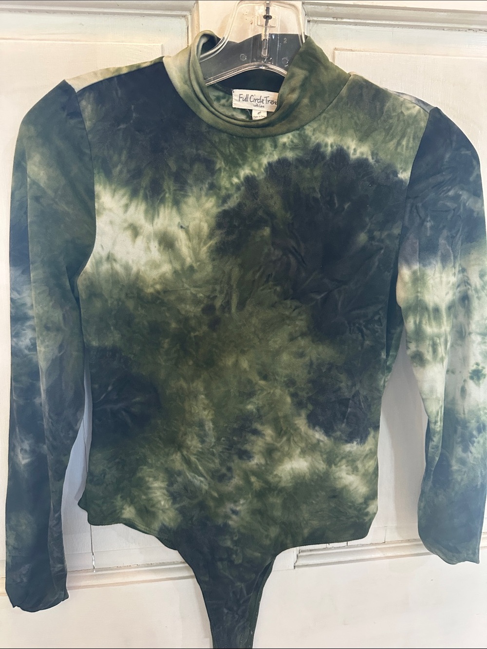Full Circle Trend Olive Tie-Dye Mock Neck Bodysuit